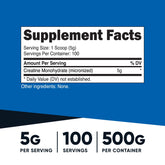 Premium Unflavored Creatine Monohydrate Powder - 500g for Enhanced Performance and Muscle Growth